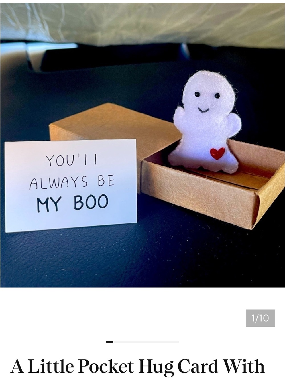 2 Pocket Hug Plush Ghost with Heart - White